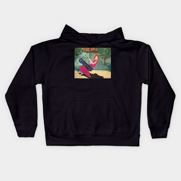 girl on a swing Kids Hoodie by janestallwood